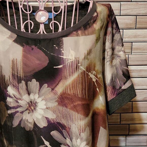 Vera Wang floral print top Size M - Picture 1 of 6